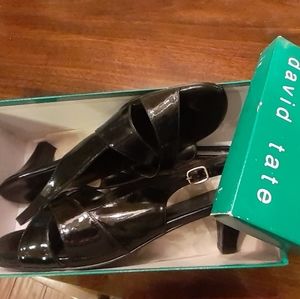 David Tate Desire Black Patent sling backs - 13 W
